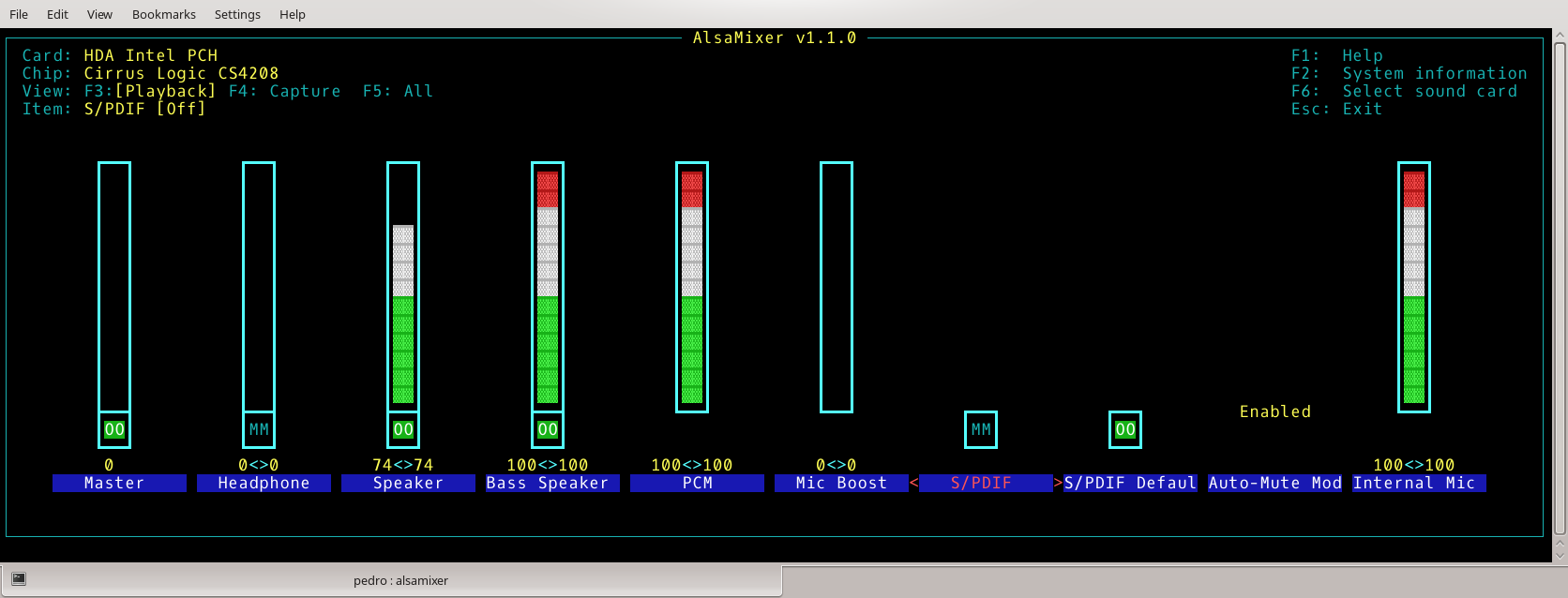 Alsa Mixer Options