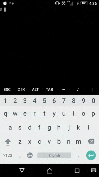 Animation of Git working on Termux on my Z3 Compact phone